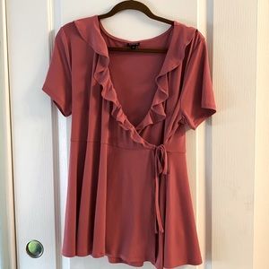 EUC Torrid ROSE PINK STUDIO KNIT RUFFLE TOP
